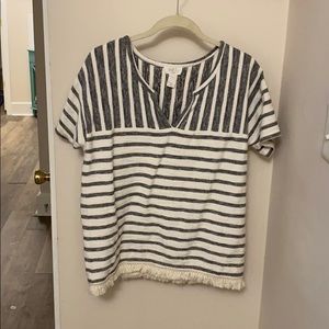 Fringed boho striped shirt